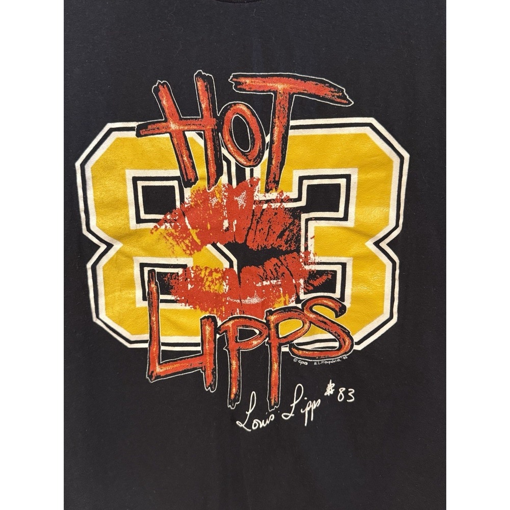 Vintage 80s Louis Lipps #83 Pittsburgh Steelers Black T-shirt Cotton Sz MED USA